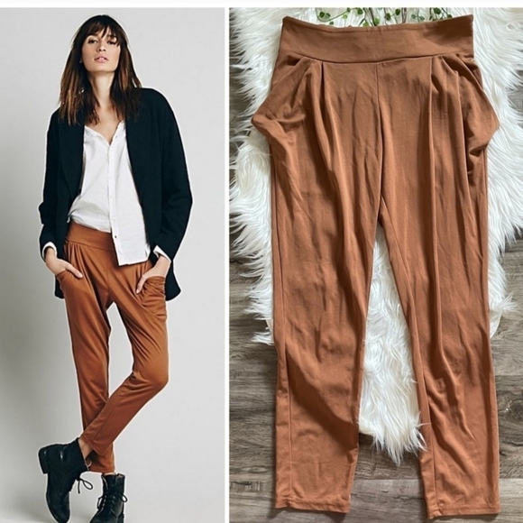 Free People harem tobacco brown mustard soft slouchy pants - Picture 1 of 11